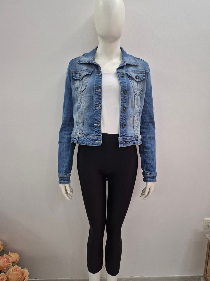 Düğmeli Koyu Mavi Kadın Denim Ceket - Görsel 4