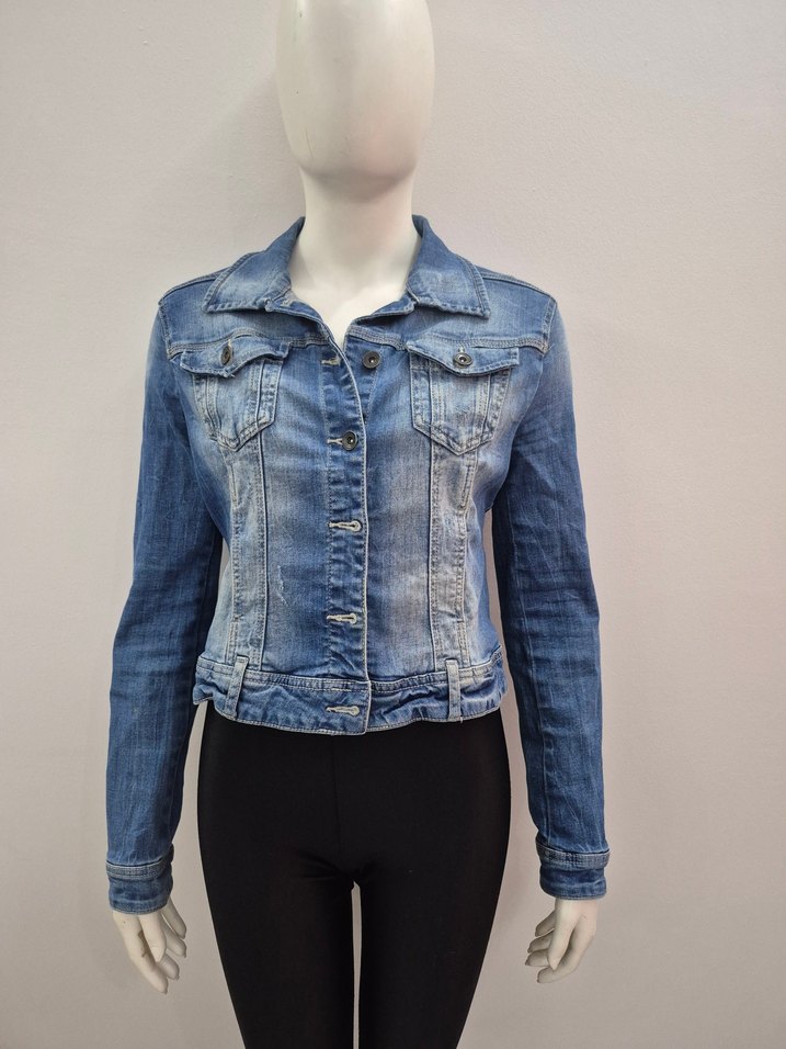 Düğmeli Koyu Mavi Kadın Denim Ceket - Görsel 5