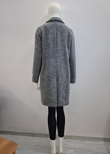 Çift Düğmeli Gri Kadın Kaban - Görsel 10