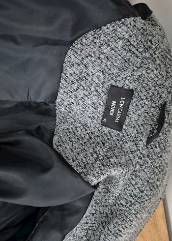 Çift Düğmeli Gri Kadın Kaban - Görsel 9