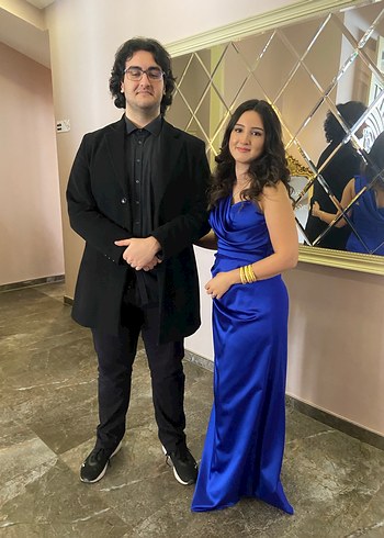 Mavi Drapeli Straplez Abiye Elbise - Görsel 2