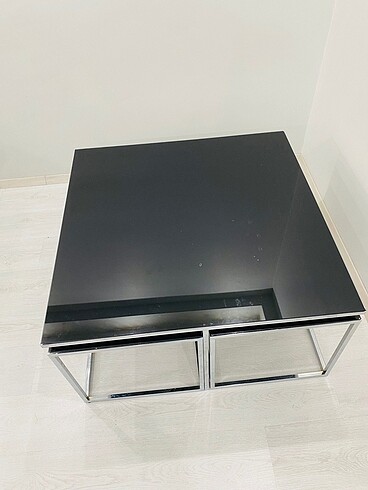 Beden Sehpa cam metal siyah 4 e 1