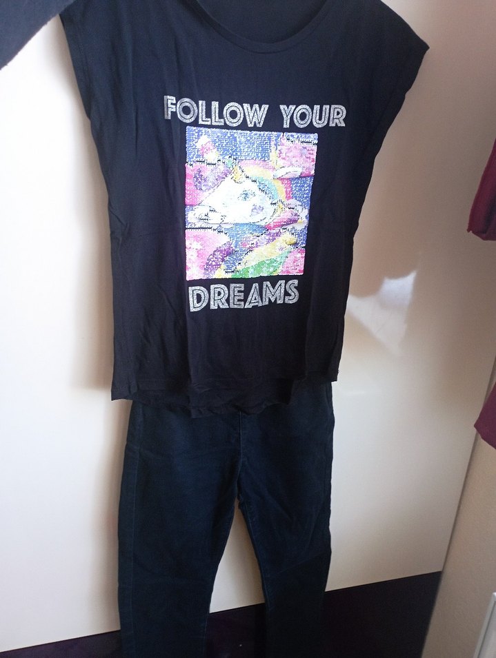 Kız Çocuk Beyaz Baskılı Tişört - Görsel 2