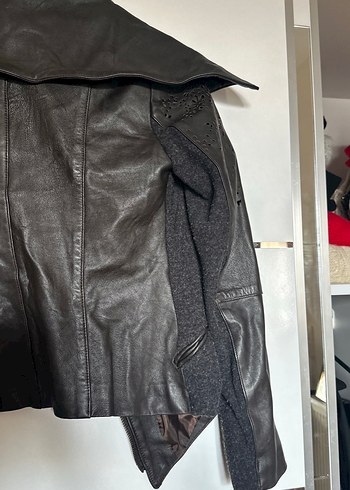 Kahverengi tasarım deri ceket - Görsel 6