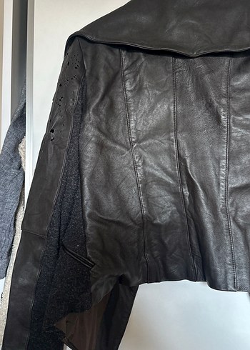 Kahverengi tasarım deri ceket - Görsel 7
