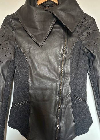 Kahverengi tasarım deri ceket - Görsel 9