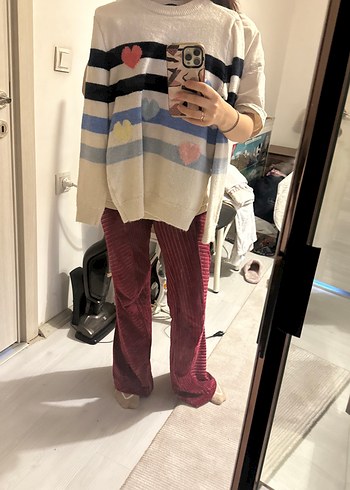 Nakışlı, uzun kollu, örgü kadın kazak - Görsel 12