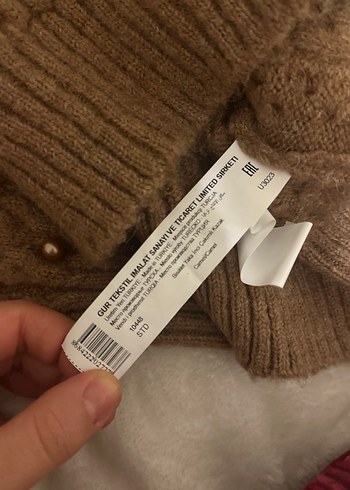 Kahverengi  Nakışlı bronz incili  Örgü Kadın Kazak - Görsel 10