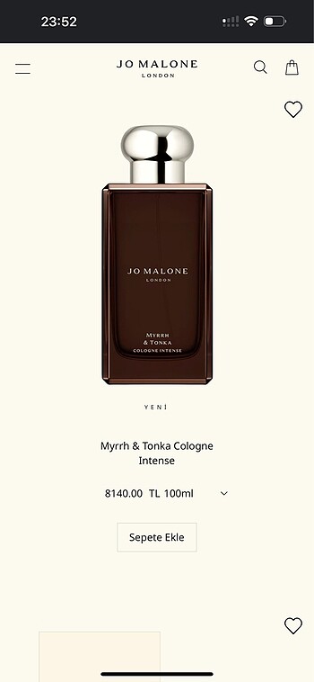 Myrh and Tonka colonge intense jo malone london parfüm