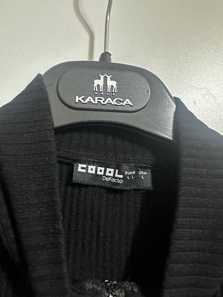 Siyah Fermuarlı Mini Kadın Ceket - Görsel 2