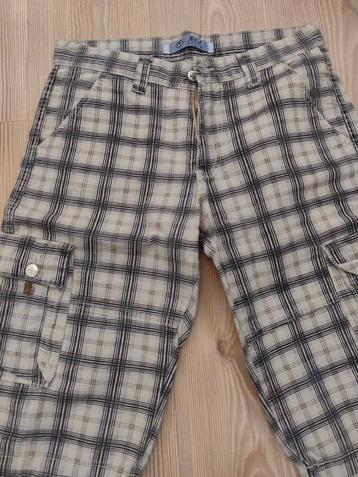 Ekose Desenli Gri Erkek Kargo Şort - Görsel 2