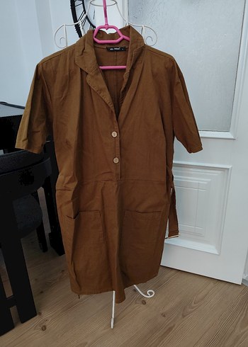 Kahverengi Kısa Kadın elbise - Görsel 3