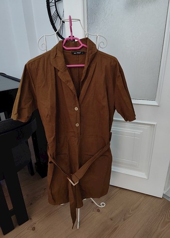 Kahverengi Kısa Kadın elbise - Görsel 2