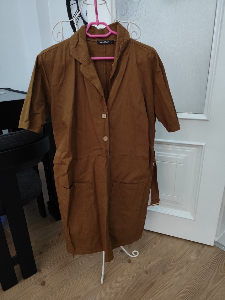 Kahverengi Kısa Kadın elbise - Görsel 3