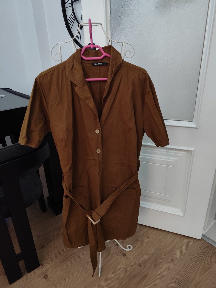 Kahverengi Kısa Kadın elbise - Görsel 2