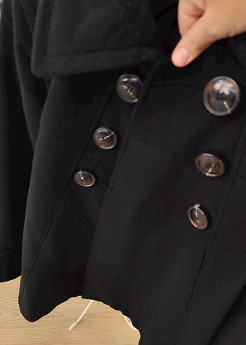 Siyah Çift Düğmeli Kaban - Görsel 4