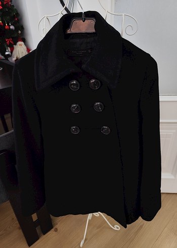 Siyah Çift Düğmeli Kaban - Görsel 7