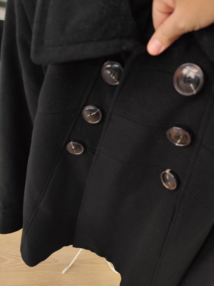 Siyah Çift Düğmeli Kaban - Görsel 4
