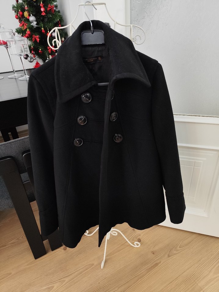 Siyah Çift Düğmeli Kaban - Görsel 2