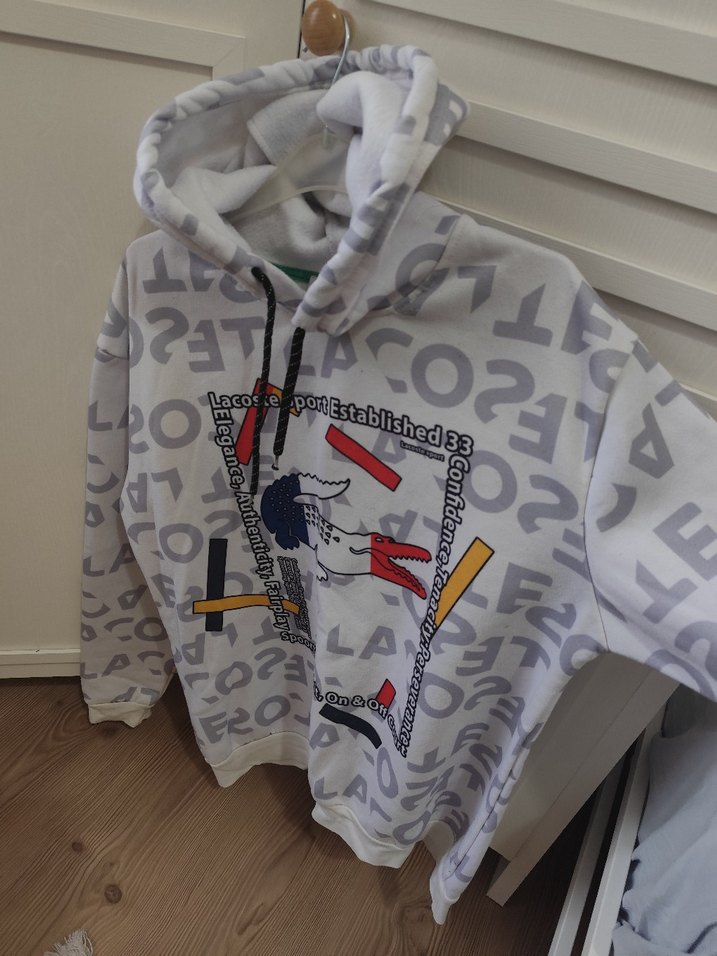 Gri Kapüşonlu Baskılı Sweatshirt - Görsel 4