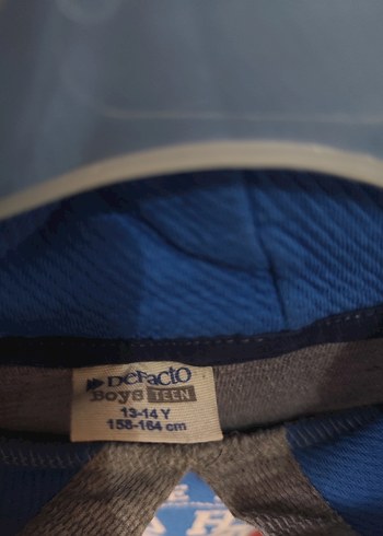 Gri Mavi Kapüşonlu Erkek Sweatshirt - Görsel 4