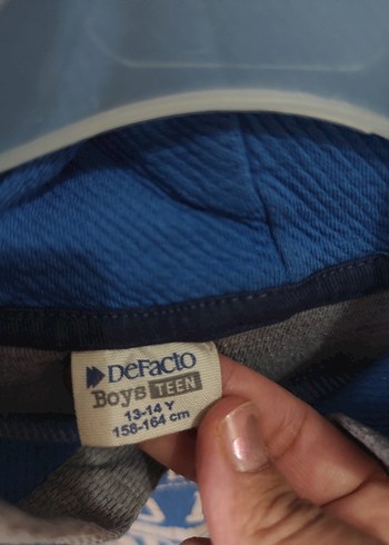 Gri Mavi Kapüşonlu Erkek Sweatshirt - Görsel 3