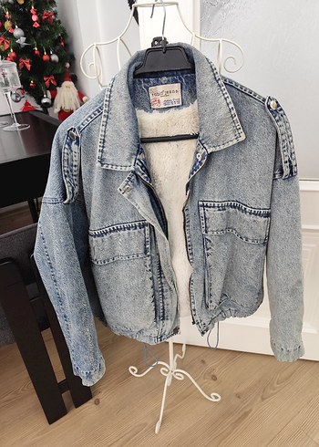 Gri Kadın Kot Ceket, Düğmeli, Rahat Kesim - Görsel 2