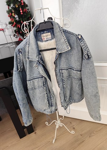 Gri Kadın Kot Ceket, Düğmeli, Rahat Kesim - Görsel 6