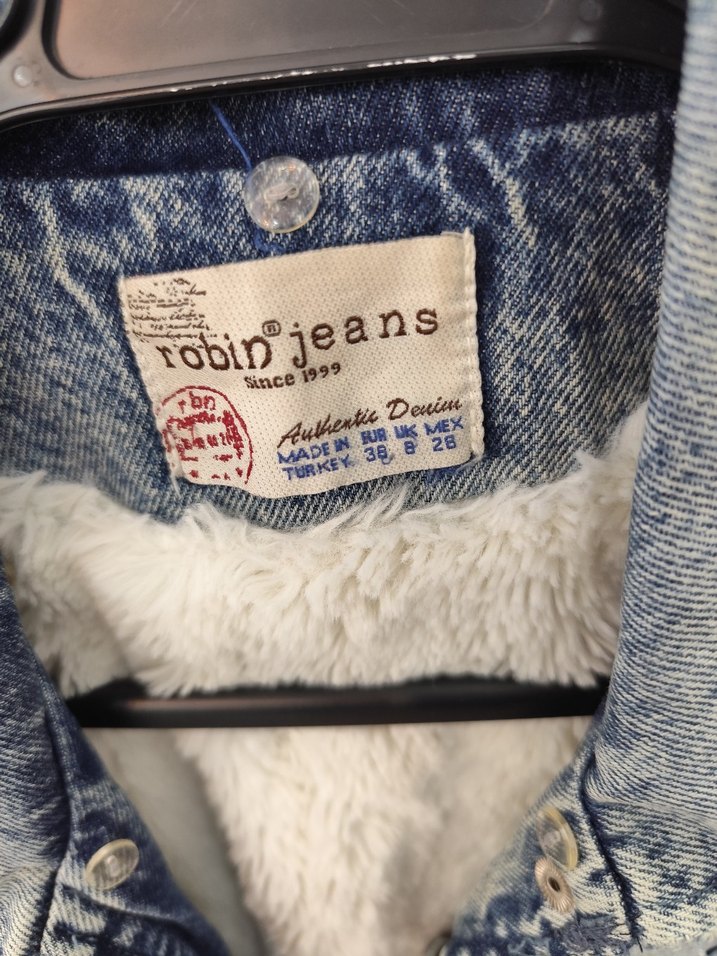 Gri Kadın Kot Ceket, Düğmeli, Rahat Kesim - Görsel 4