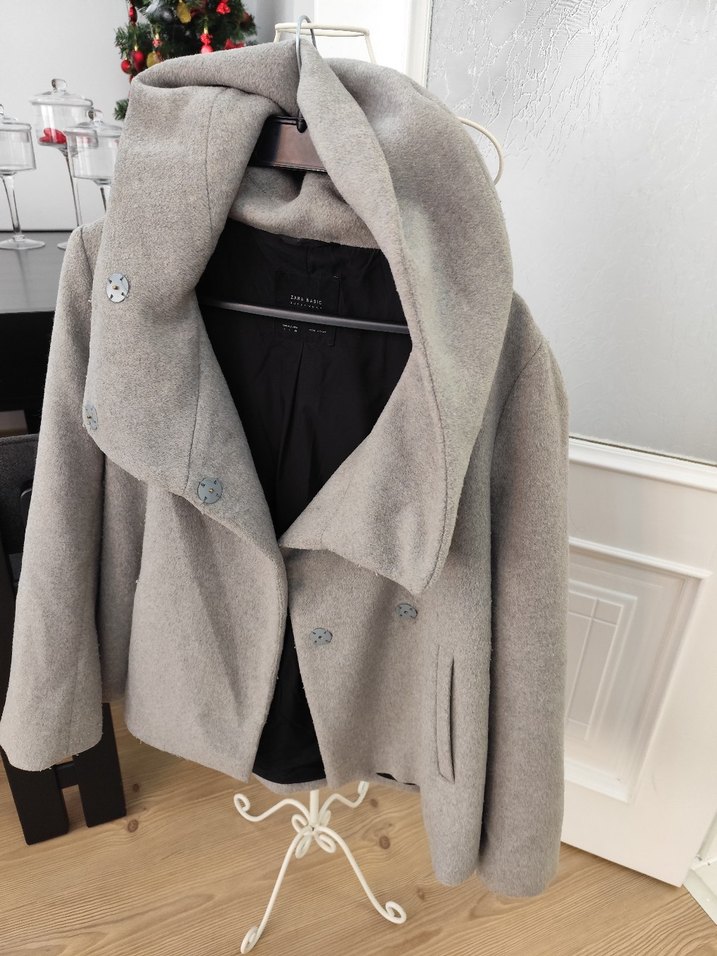 Gri  Ceket Düğmeli Kapüşonlu - Görsel 3