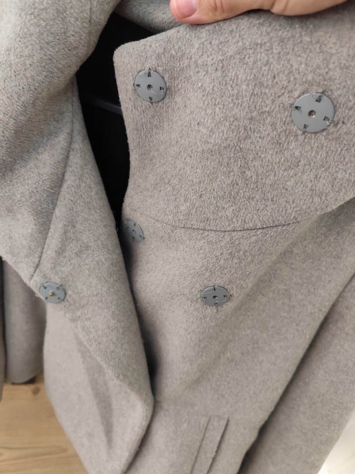 Gri  Ceket Düğmeli Kapüşonlu - Görsel 5