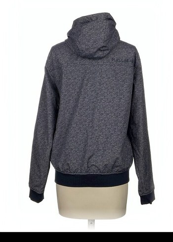 Gri Kapüşonlu Fermuarlı Ceket - Görsel 3