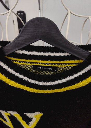 Siyah Baskılı Örgü Kadın kazak - Görsel 3