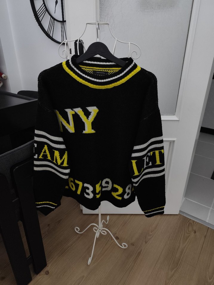 Siyah Baskılı Örgü Kadın kazak - Görsel 2