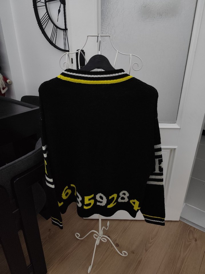 Siyah Baskılı Örgü Kadın kazak - Görsel 4