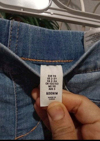 24-36 Ay Beden Kız Çocuk Gri Mavi Tie-Dye Mini Denim Şort