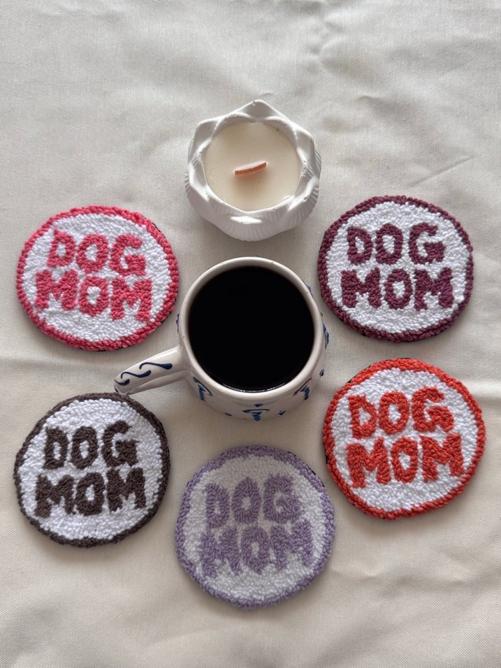 Dog Mom 5li Set Punch Bardak Altlığı - Görsel 2