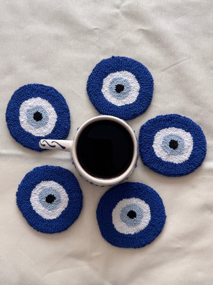 Tekli Nazar Boncuğu Punch Bardak Altlığı - Görsel 4