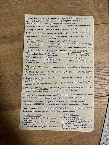 Sağlık Yönetimi Bölümü Stratejik Yönetim Dersi Sınav Notları