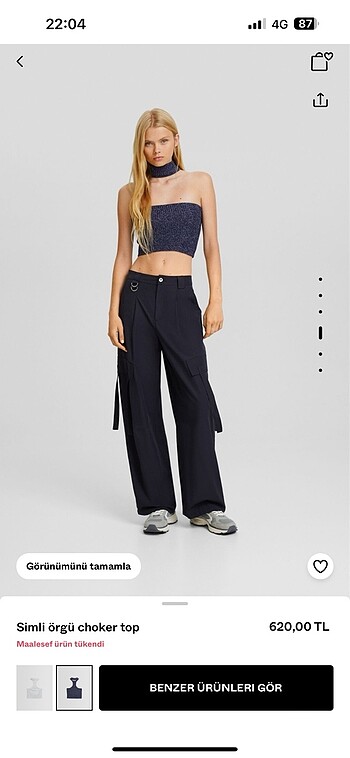 xs Beden BERSHKA simli örgü choker top