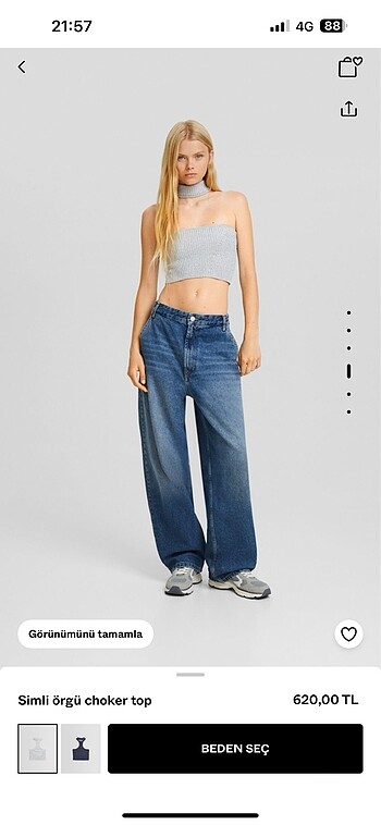 xs Beden BERSHKA simli örgü choker top