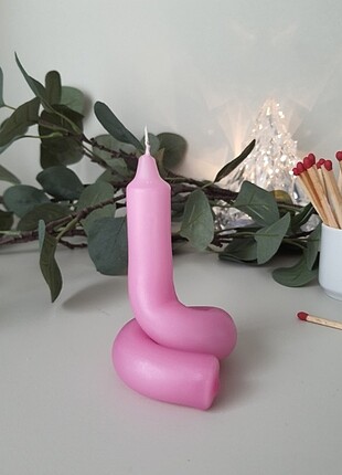 Beden Kıvrımlı 2li Pembe Mum