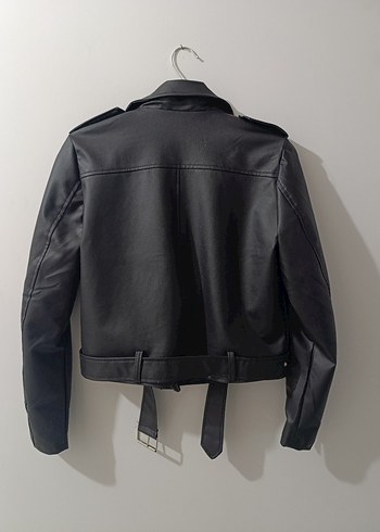 Diğer Kadın Siyah Deri Biker Ceket