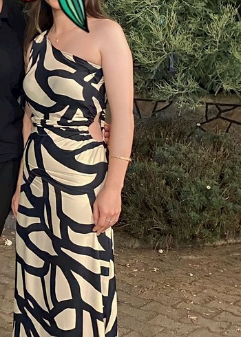 Zebra desenli abiye elbise