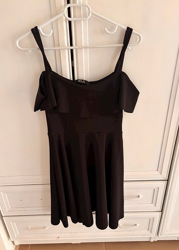 Siyah Drapeli Mini Elbise