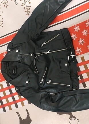 Stradivarius marka biker deri ceket