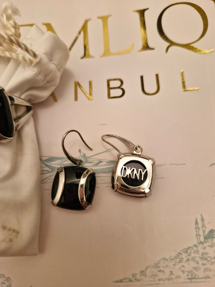 DKYN  MARKA Siyah Kadın KÜPE,YÜZÜK SET - Görsel 4