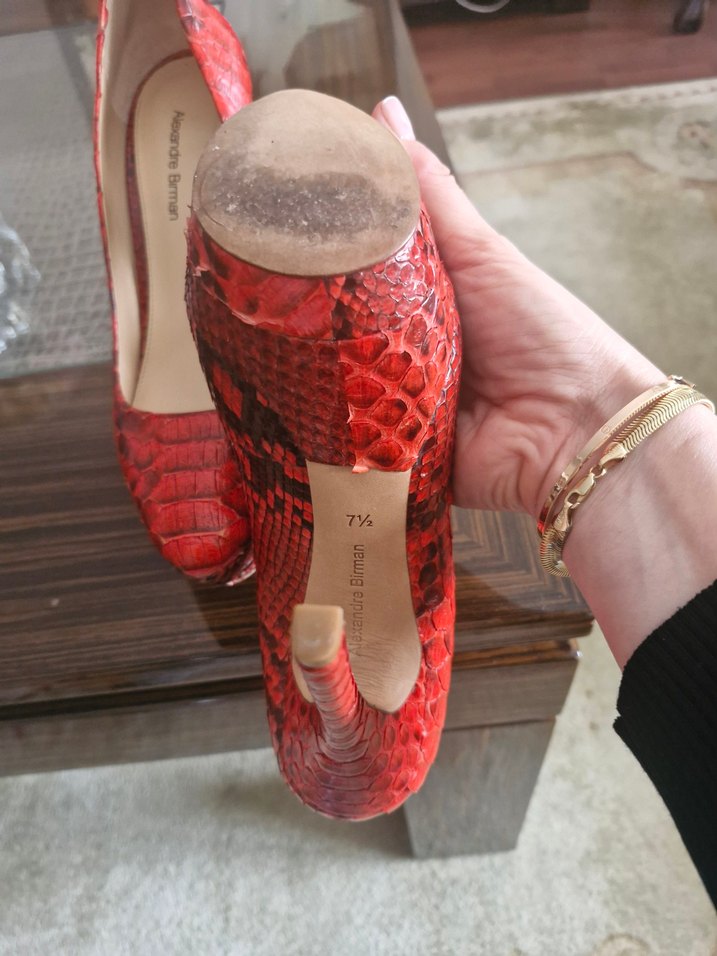 ALEKSANDRE BARIM Kırmızı Parlak Yılan Desenli Stiletto - Görsel 4