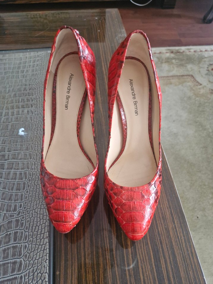 ALEKSANDRE BARIM Kırmızı Parlak Yılan Desenli Stiletto - Görsel 5