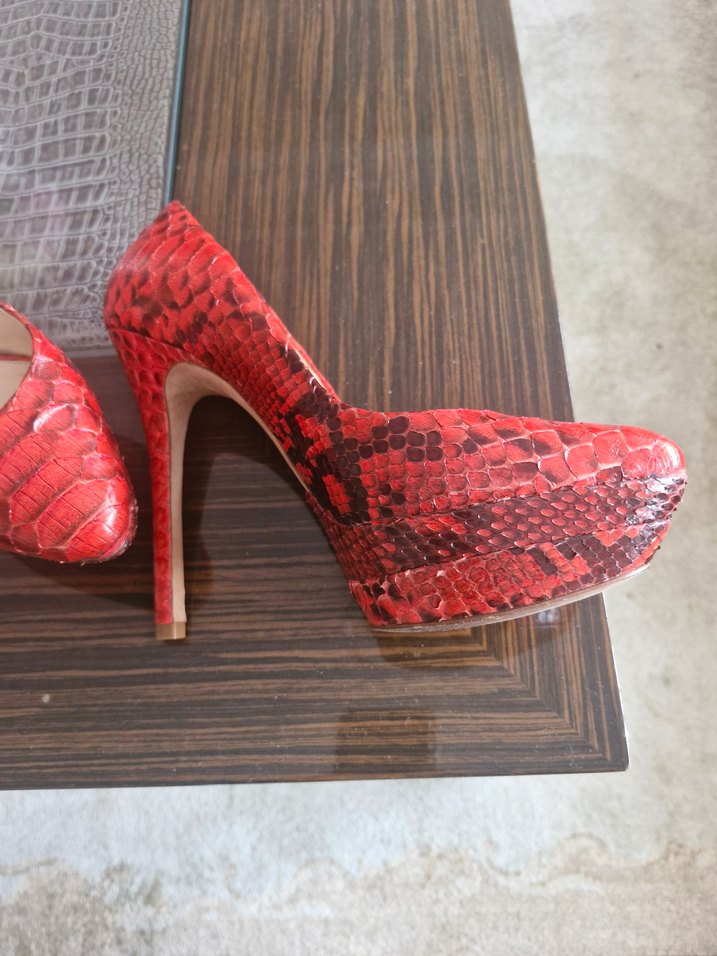 ALEKSANDRE BARIM Kırmızı Parlak Yılan Desenli Stiletto - Görsel 2